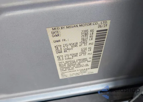 2019 Nissan Murano S из США, поврежденный, VIN 5N1AZ2MSXKN150488